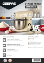 همزن کاسه دار حرفه ای جیپاس مدل GSM43013 - Image 6